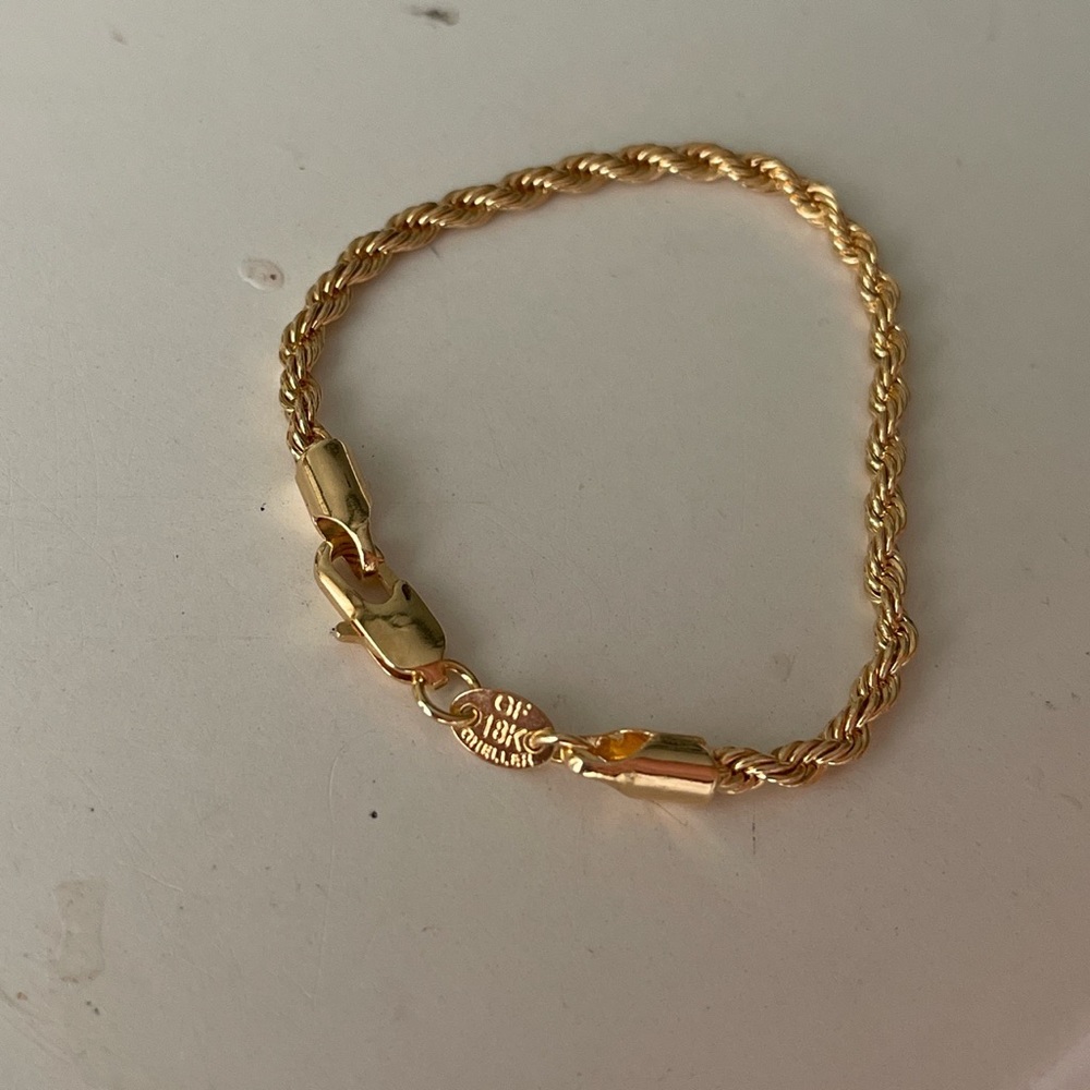 18K Solid Gold 6” Rope Chain Bracelet